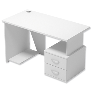 Sonix Ariel Home Work Desk with Pedestal W1200xD600xH725mm White