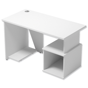Sonix Ariel Home Workdesk with Bookcase W1200xD600xH725mm White