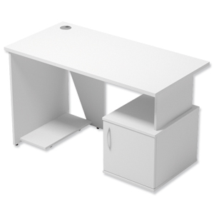 Sonix Ariel Home Work Desk with Cupboard W1200xD600xH725mm White