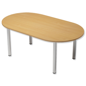 Trexus Boardroom Table D-End Post Leg W1800xD1000xH725mm Beech