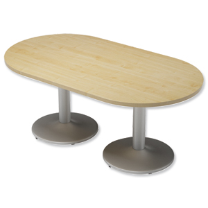 Trexus Boardroom Table D-End Pillar Leg W1800xD1000xH725mm Maple