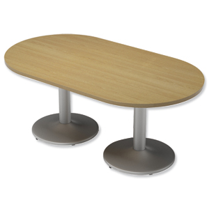 Trexus Boardroom Table D-End Pillar Leg W1800xD1000xH725mm Oak