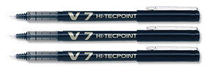 Pilot V7 Rollerball Pen Needle Tip 0.7mm Line 0.5mm Black Ref V701 [Pack 12]