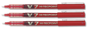 Pilot V7 Rollerball Pen Needle Tip 0.7mm Line 0.5mm Red Ref V702 [Pack 12]