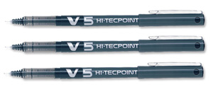 Pilot V5 Rollerball Pen Needle Tip 0.5mm Line 0.3mm Black Ref V501 [Pack 12]