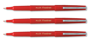 Pilot Fineliner Pen Medium 1.2mm Tip 0.4mm Line Red Ref SWPPF02 [Pack 12]