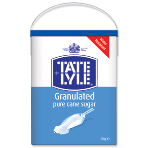 Tate & Lyle Pure Cane Sugar White Granulated Drum with Handle 3kg Ref A03917 Ident: 616A