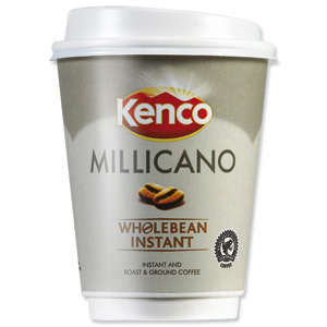 Kenco2Go Millicano Instant Whole Bean Coffee Drink in a 12oz (340ml) Cup Ref A03296 [Pack 8]