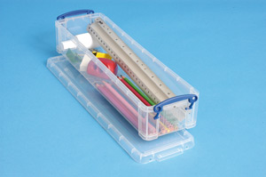 Really Useful Storage Box Plastic Lightweight Robust Stackable 1.5 Litre W100xD355xH70mm Clear Ref 1.5C
