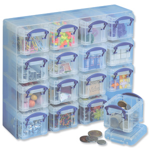 Really Useful Orangiser Set Polypropylene 16x0.14L Boxes and Tray W224xD280xH65mm Clear Ref 0.14x16CORG