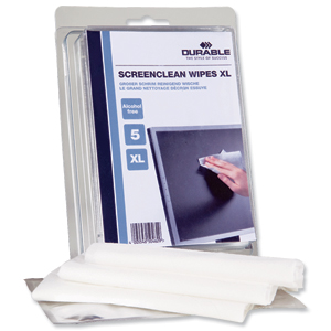 Durable Screenclean Wipes Smear Free Finish Alcohol Free Individually Wrapped XL Ref 5827 [Pack 5]