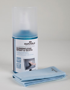 Durable Screenclean Spray with Cloth Smear Free Finish Alcohol Free 200ml Ref 5823