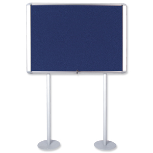 Bi-Office External Display Case Post-Mounted Blue Felt Interior 12xA4 W800xD100xH1120mm Ref OMS370207760