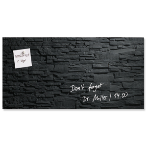 Sigel Artverum High Quality Tempered Glass Magnetic Board With Fixings 910x460mm Slate Ref GL149