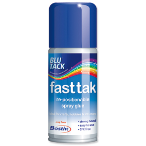 Bostik Blu-Tack Fast Tak Adhesive Spray Can Repositionable 150ml Ref 80219