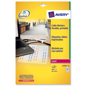 Avery Cable Marker Labels Laser Folding 60-45x40mm Ref L7950-20 [480 Labels]