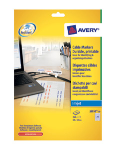 Avery Cable Marker Labels Inkjet Folding 60-45x40mm Ref J8950-10 [240 Labels]
