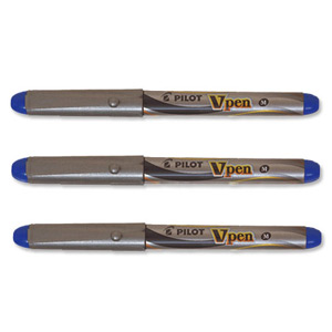 Pilot V4W Fountain Pen Disposable Silver Barrel Steel Nib Blue Ref 633101203 [Pack 12]