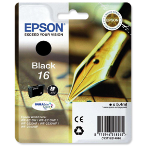 Epson 16 Inkjet Cartridge Pen & Crossword Page Life 175pp Black Ref T16214010 Ident: 697A