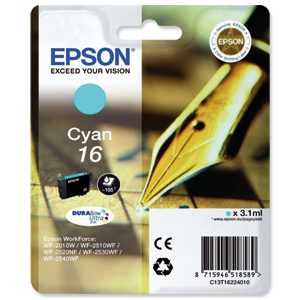 Epson 16 Inkjet Cartridge Pen & Crossword Page Life 165pp Cyan Ref T16224010