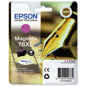 Epson 16XL Inkjet Cartridge Pen & Crossword Page Life 450pp Magenta Ref T16334010 Ident: 802B