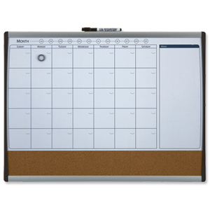 Quartet Calendar Combination Board Magnetic Drywipe and Cork Arched Frame W585xH430mm Ref 1903813