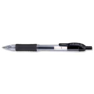 Zebra Sarasa Retractable Rollerball Gel Ink Pen Fine Black Ref 46710 [Pack 12]