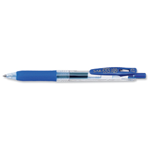 Zebra Sarasa Rollerball Gel Ink Pen With Clip Medium Blue Ref 14322 [Pack 12]