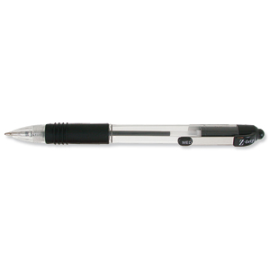 Zebra Z-Grip Retractable Ball Pen Metal Clip Medium Black Ref 22210 [Pack 12]