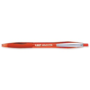 Bic Atlantis Premium Ball Pen Retractable Rubber Grip 1.0mm Red Ref 902134 [Pack 12]