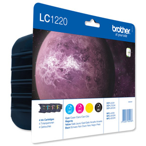 Brother Inkjet Cartridge Value Pack Page Life 1200pp Black/Cyan/Magenta/Yellow Ref LC1220VALBP [Pack 4]