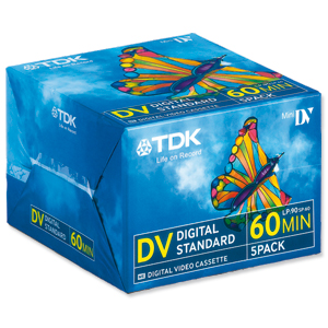 TDK DVM-60 Camcorder Tape 60 Mins Ref t17591 [Pack 5]