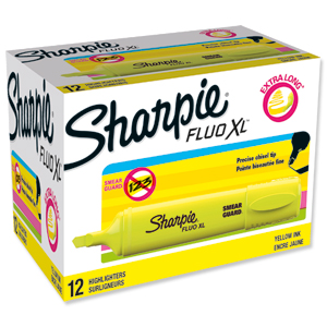 Sharpie Fluo XL Highlighter Chisel Tip 3 Widths Yellow Ref 1825634 [Pack 12]