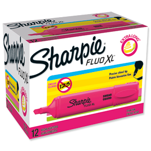 Sharpie Fluo XL Highlighter Chisel Tip 3 Widths Pink Ref 1825635 [Pack 12]