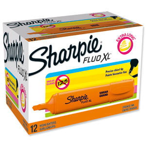 Sharpie Fluo XL Highlighter Chisel Tip 3 Widths Orange Ref 1825656 [Pack 12]