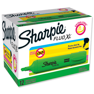 Sharpie Fluo XL Highlighter Chisel Tip 3 Widths Green Ref 1825657 [Pack 12]