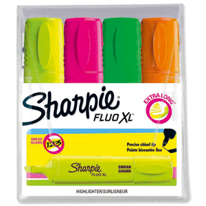 Sharpie Fluo XL Highlighter Chisel Tip 3 Widths Assorted Ref 1825663 [Pack 4]