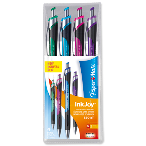 Paper Mate InkJoy 550 RT Ball Pen 1.0mm Tip Assorted Ref S0977360 [Pack 12]