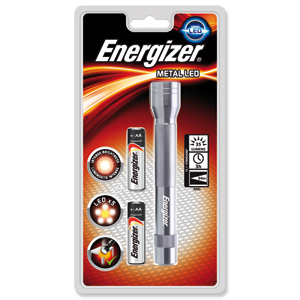 Energizer Metal LED Torch 2xAA Batteries FL1 Ref 634041
