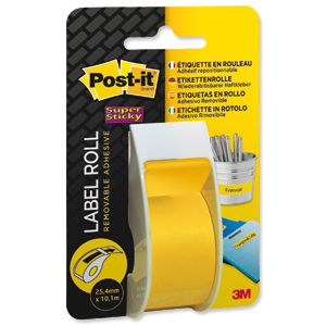Post-it® Super Sticky Removable Label Roll 10m Yellow Ref 2650YEU