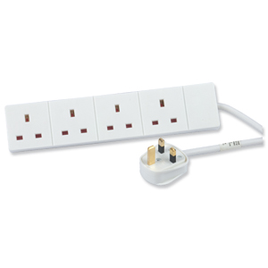 Extension Lead 4-Way Socket 1m Cable