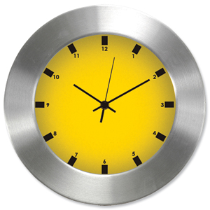 GLO Aluminium Wall Clock Lemon Face 310mm Diameter