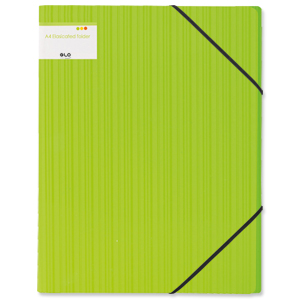 GLO Elasticated Polypropylene Folder A4 Green [Pack 12]