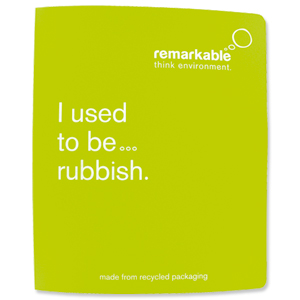 Remarkable Recycled Packaging Ring Binder 2 O-Ring Size 25mm A4 Lime Green [Pack 10]