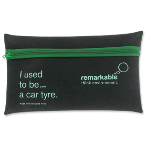 Remarkable Recycled Tyre Pencil Case Black/Green