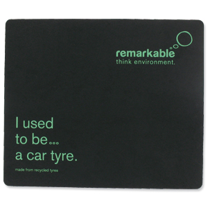Remarkable Recycled Tyre Mouse Mat Black/Green [Pack 10]