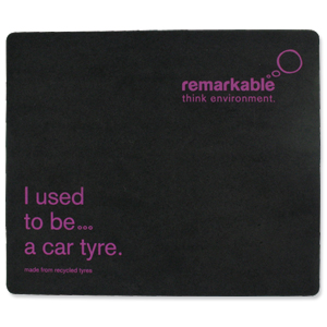 Remarkable Recycled Tyre Mouse Mat Black/Pink [Pack 10]