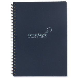 Remarkable Recycled Leather Notepad Wirebound 80gsm Ruled 100pp A5 Blue [Pack 5]