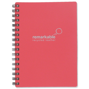 Remarkable Recycled Leather Notepad Wirebound 80gsm Plain 100pp A6 Pink [Pack 5]