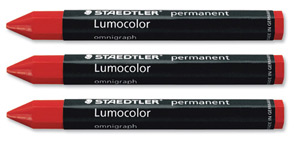 Staedtler 236 Lumocolor Omnigraph Marking Crayons Indelible Smudgeproof Red Ref 2362 [Pack 12]